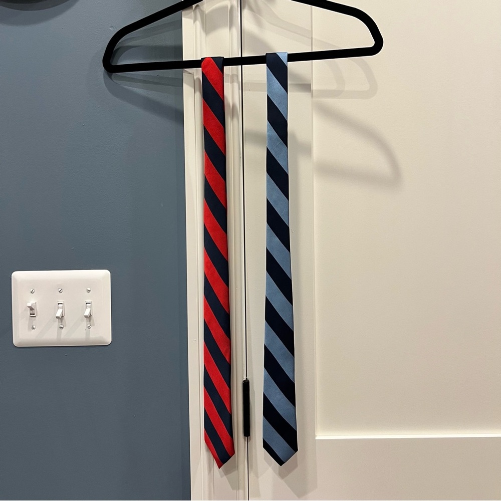 Two Boys Lands' End Red and Blue Striped Ties